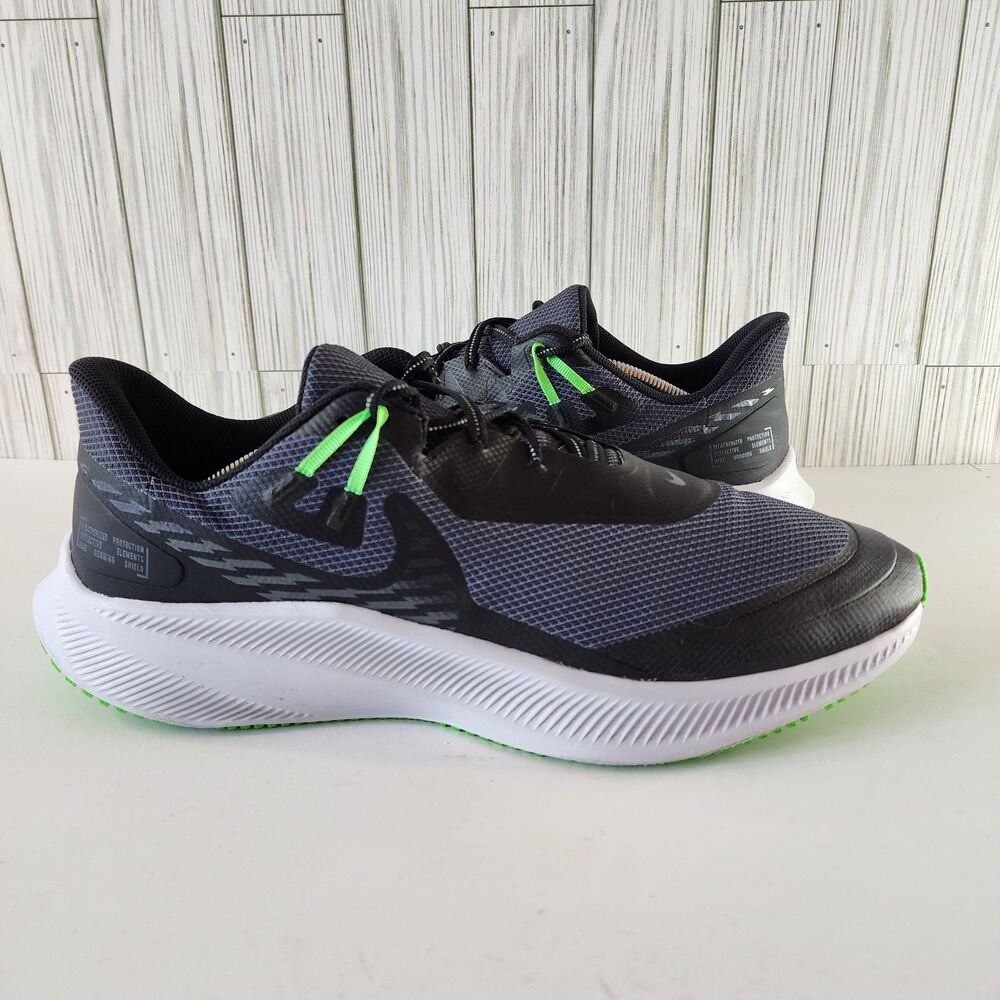 Nike Quest 3 Shield Men's Black Green Running Training Shoes Size 13 CQ8894001